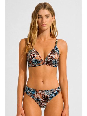 Mısırlı Kadın Soyut Floral Aksesuarlı Balenli Bikini Takım Çok Renkli