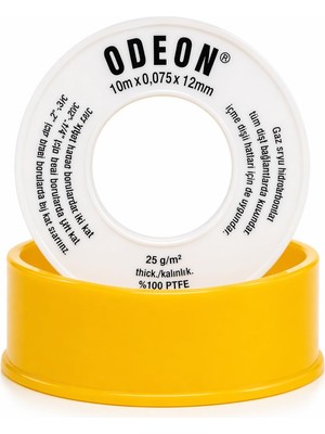 Teflon Bant 12MM x 10M – Su Tesisat Bandı, Sızdırmazlık Bandı, Musluk ve Boru Bağlantıları Için Ptfe Bant