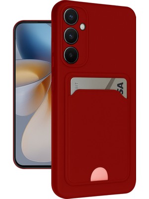 Fırsatkolik Galaxy S24 Fe Kılıf Kelvin Kartvizitli Silikon - Kırmızı