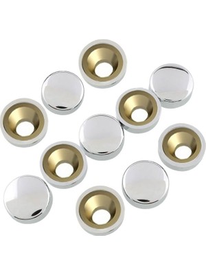 BADEM10 100 Adet Dekoratif Vida Kapağı Kapatıcı 15 mm Parlak Krom Vida Tapası Tıpası