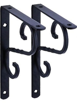 Raf Altı Raf Tutucu Metal Ayak Ferforje Siyah 150 x 230 mm 2 Adet
