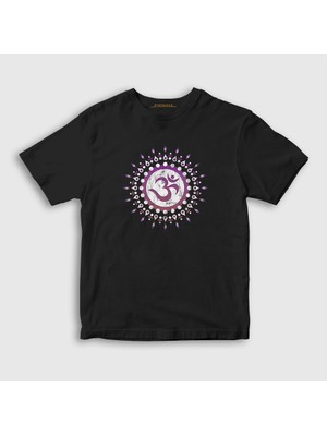 Presmono  Çocuk Siyah Om Sembol Meditasyon Hediye Yoga T-Shirt