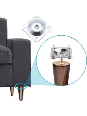 BADEM10 Mobilya Masa Zigon Sehpa Ayağı Metal Bağlantı Aparatı Düz Ayak Tabanı (12 Adet)