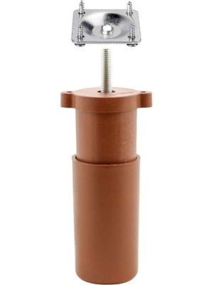 BADEM10 Mobilya Kanepe Baza Koltuk Destek Ayağı Ayarlı 9.5 cm Kahverengi Ayak+Bağlantı Aparatı (4'lü Set)