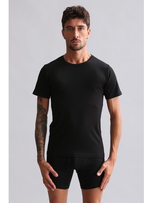 Mısırlı Modal By Tencel Hercules Slim Fit Bisiklet Yaka Fanila / T-Shirt Siyah