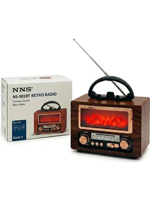 Meela NS-901BT Şömine Görünümlü Nostaljik Retro Radyo - Bluetooth & USB Destekli