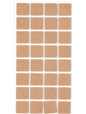 Kahverengi 32 Adet Yapışkanlı Sandalye, Masa, Koltuk Altı Parke Koruma Keçesi, Kare, 2,5 x 2,5 cm