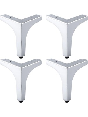 Metalon 20 cm 4 Adet Gümüş Krom Metal Mobilya Ayağı Modern Koltuk Dayanıklı Ünitesi Ayağı Ayakları
