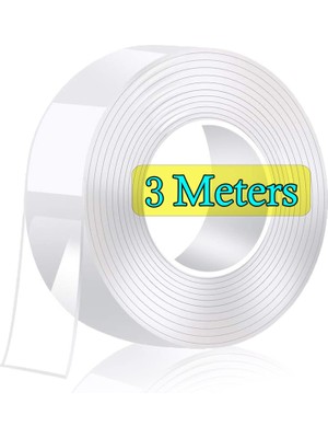 Deluxe Ultra Süper Güçlü Yüksek Mukavemetli Nano Teknolojili Çift Taraflı Doku Şeffaf 3 mt Bant