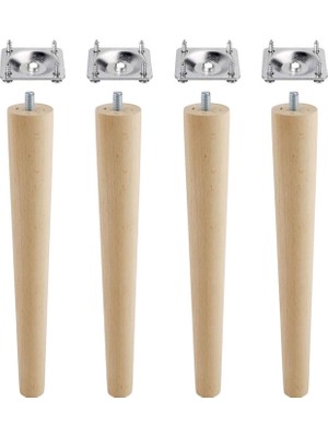 BADEM10 Ahşap Mobilya Koltuk Kanepe Sehpa Masa Ayağı Ayakları M8 Civatalı 30 cm + Bağlantı Aparatlı 8'li Set
