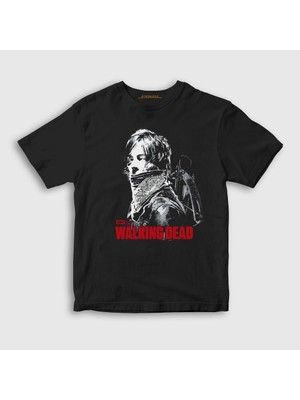 Presmono Unisex Çocuk Siyah Daryl Dixon V2 The Walking Dead T-Shirt