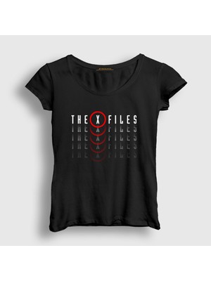 Presmono Kadın Siyah Logo Dizi x Files T-Shirt