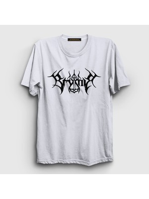 Presmono Unisex Beyaz Logo Metal Brymir T-Shirt