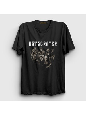 Presmono Unisex Siyah Band Motograter T-Shirt