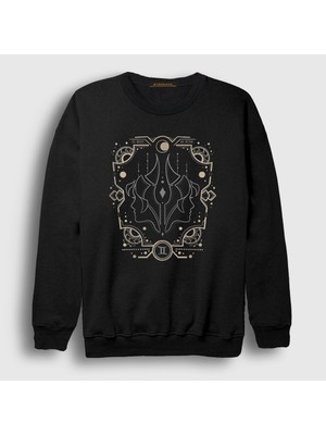 Presmono Unisex Siyah Gemini Zodiac Hediye Ikizler Burcu Sweatshirt