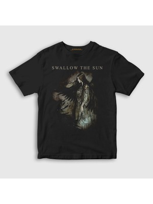 Presmono Unisex Çocuk Siyah Wings Swallow The Sun T-Shirt