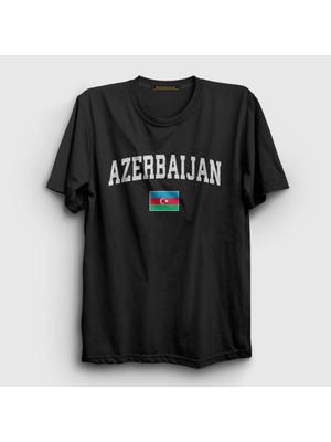 Presmono Unisex Siyah Bayrak Flag V2 Azerbaycan Azerbaijan T-Shirt