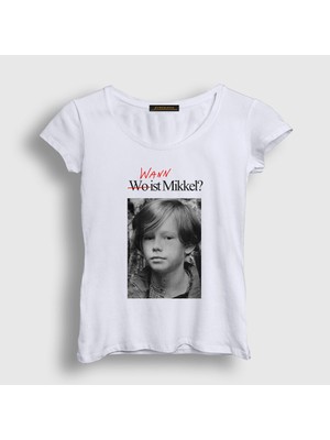 Presmono Kadın Beyaz Wann Wo Ist Mikkel Dizi Dark T-Shirt