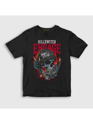 Presmono Unisex Çocuk Siyah Disarm Metal Killswitch Engage T-Shirt