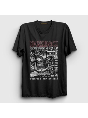 Presmono Unisex Siyah Hard Rock Nickelback T-Shirt