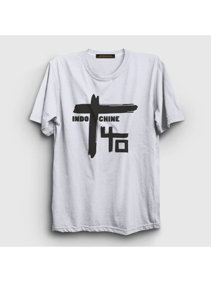 Presmono Unisex Beyaz Logo Rock Indochine T-Shirt