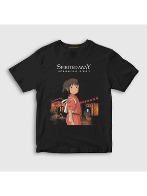 Presmono Unisex Çocuk Siyah Chihiro Ogino Spirited Away T-Shirt