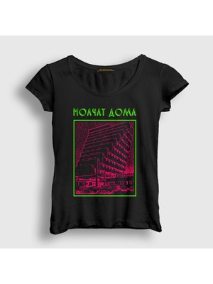 Presmono Kadın Siyah Etazhi Molchat Doma T-Shirt