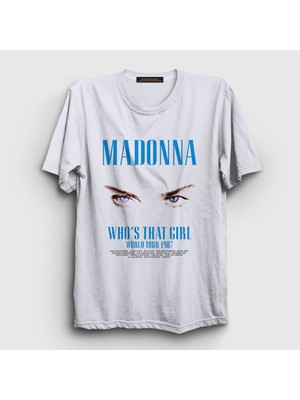 Presmono Unisex Beyaz Tour Who's That Girl Madonna T-Shirt