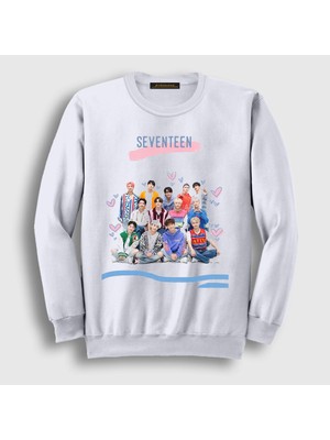 Presmono Unisex Beyaz Band K Pop Seventeen Sweatshirt