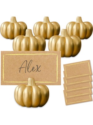 Kate Aspen Fall Decor Mini Altın Kabak Masa Kartı Tutucu (6 Adet), Şükran Günü Masa Dekorasyonu, Sonbahar Temalı Düğünler, Gelin Buketleri Için Mükemmel