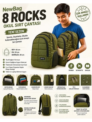 New Bags Okul Sırt Çantası-8 Rocks