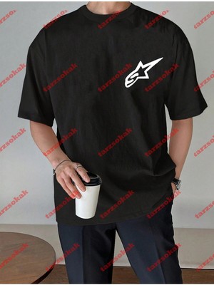 Tarzsokak Y2K Starz Baskılı Oversize Unisex Kısa Kollu Bisiklet Yaka T-Shirt