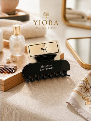 Yiora Premium Seri Ithal Kemik Parlak Sedefli Asetat Güçlü Tutuş Mandal Toka 8,5 cm