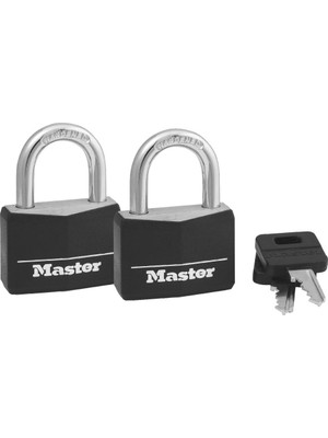 Master Lock Anahtarlı Kapalı Asma Kilitler, Dış Mekan Kilitleri, 2'li Paket, 141T, Siyah
