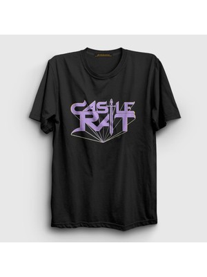 Presmono Unisex Siyah Logo Castle Rat T-Shirt