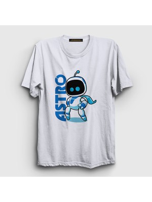 Presmono Unisex Beyaz Oyun Kaptan Astro Bot T-Shirt