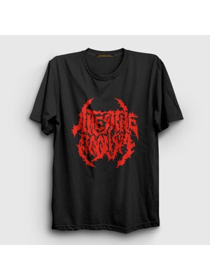 Presmono Unisex Siyah Logo Metal Intestine Baalism T-Shirt