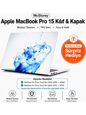 MacBook Pro 15 Renkli Desenli Kılıf A1707 A1990 Uyumlu Baskılı Sert Kılıf Ince Hafif Koruyucu Kapak Mavi
