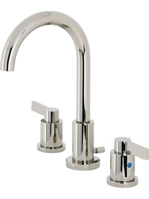 Kingston Brass FSC8929NDL Nuvofusion 20,32 cm Geniş Lavabo Musluğu, Pirinç Pop-Up, 5-3/8" Ağız Erişiminde, Cilalı Nikel