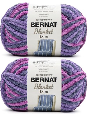 Bernat Battaniye Ekstra Mor Gün Batımı Ipliği - 2'li Paket 10,5 OZ/300 G - Polyester - #7 Jumbo - 97 Yard - Örgü, Tığ Işi, El Sanatları & Amigurumi
