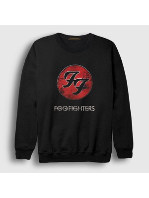 Presmono Unisex Siyah Eroded Logo Foo Fighters Sweatshirt