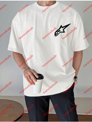 Tarzsokak Y2K Starz Baskılı Oversize Unisex Kısa Kollu Bisiklet Yaka T-Shirt