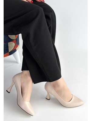 ALFA AKSESUAR 03 Ulba Bej Cilt Stiletto Ayakkabı