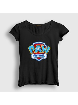 Presmono Kadın Siyah Logo Paw Patrol T-Shirt