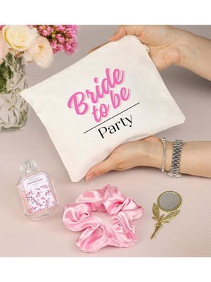 Bride Ham Bez Çanta & 30 ml Kolonya & Saten Toka & Peri Ayna Bride To Be Hediyelik Set