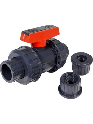 Midline Valve Ağır Hizmet Tipi Pvc True Union Küresel Vana Pembe Sap 1-1/2" Fıp/solvent Bağlantıları Gri Plastik (482UT112)