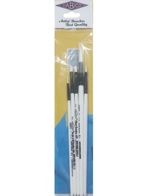 5'li Karışık Sentetik Akrilik Fırça Seti, Yağlı Boya Için, 2.5mm Genişlik, 15CM Sap Uzunluğu, 6 Parça, Standart Boy