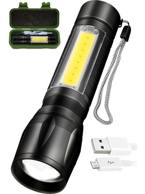 3 Mod Metal Şarjlı El Feneri Zoomlu Mini Boy – Type-C Şarjlı Kamp Feneri, Gece Yürüyüş El Feneri, Cob LED Acil Durum Işığı, Kutulu 47701 [enerji Sınıfı A]