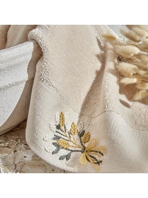 Home Comfort Touch NAKIŞLI%100 Pamuk Havlu Bej 30X50 cm