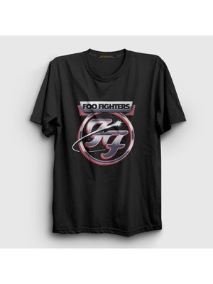 Presmono Unisex Siyah Space Logo Foo Fighters T-Shirt